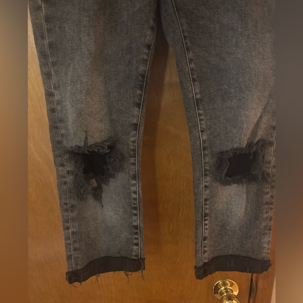 Anthropology Pilcro Slim Boyfriend Distressed Acid Wash Cropped Jeans - Picture 3 of 9
